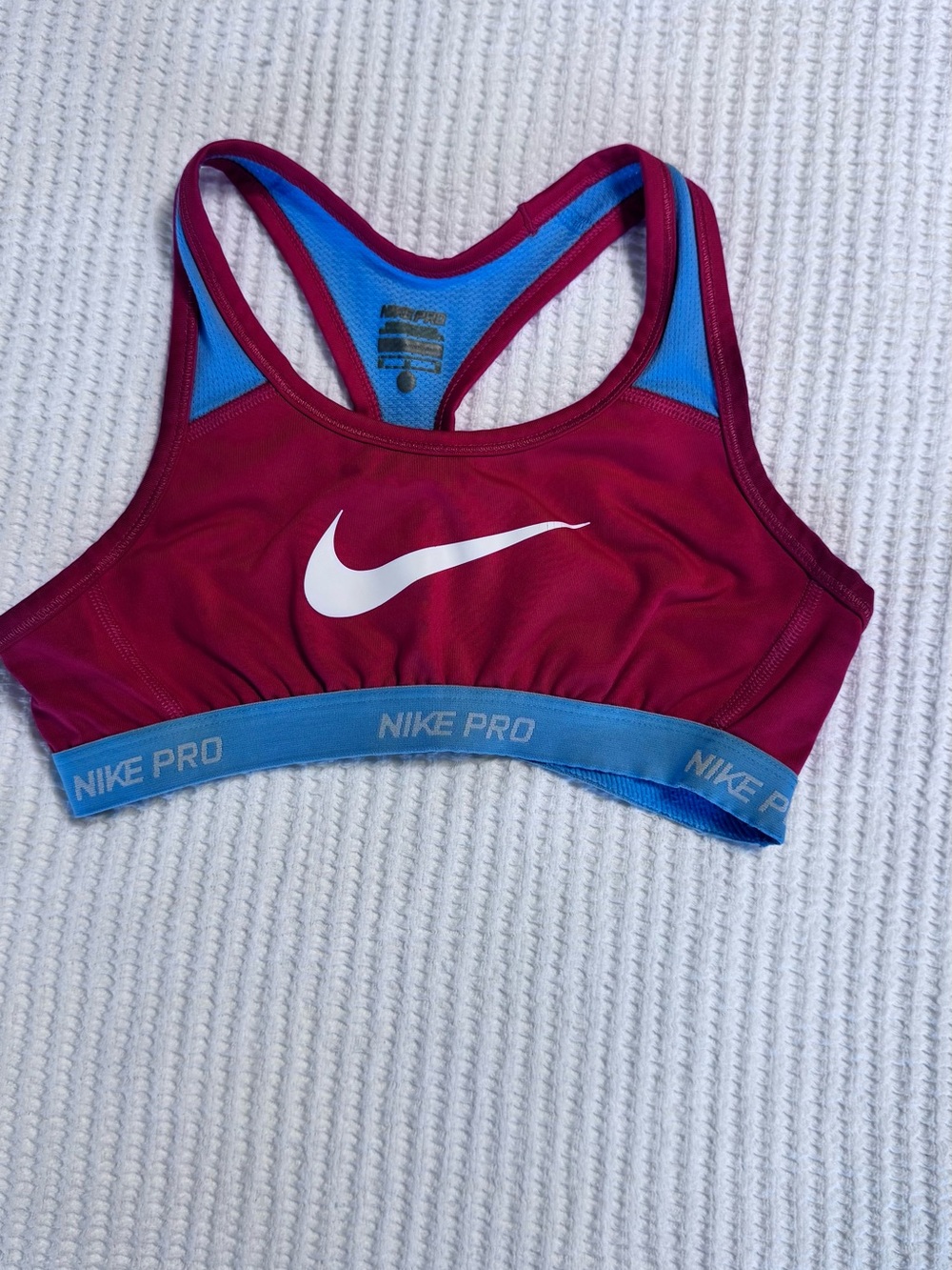 Nike Maroon and Blue Nike Pro Sports Bra